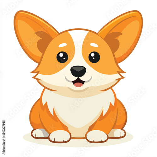 Cute Cartoon Pembroke Welsh Corgi Dog: Adorable Pet and Animal Illustration