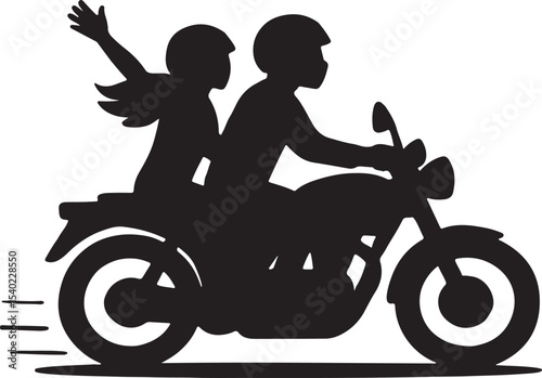 Silhouette of a girl on a motorcycle, a dynamic vector illustration of a biker in motion, perfect for depicting speed and the thrill of the ride