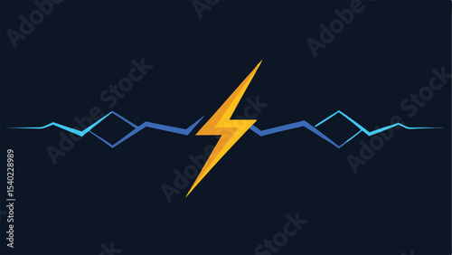 Abstract illustration depicting electricity with bolt and glowing electric current lines
