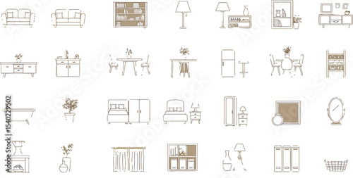 Essential Vector Furniture Icons for Interior Design Projects