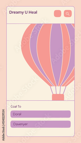 Abstract illustration of a colorful hot air balloon with graphic design elements