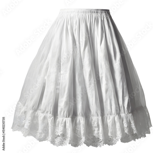 A petticoat with lace trim, softly folded, isolated on a empty plain background