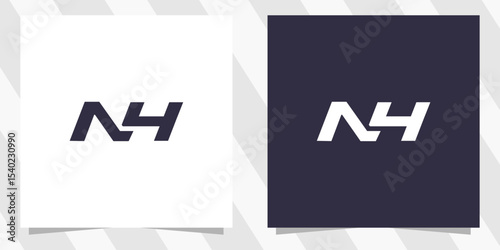 letter nh hn logo design
