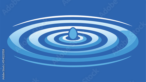 Abstract illustration of water droplet impact creating concentric circular ripples on a blue surface.