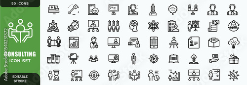 Consulting icon collection set. Containing design Trusted, Analysis, Knowledge, Advice, Strategy