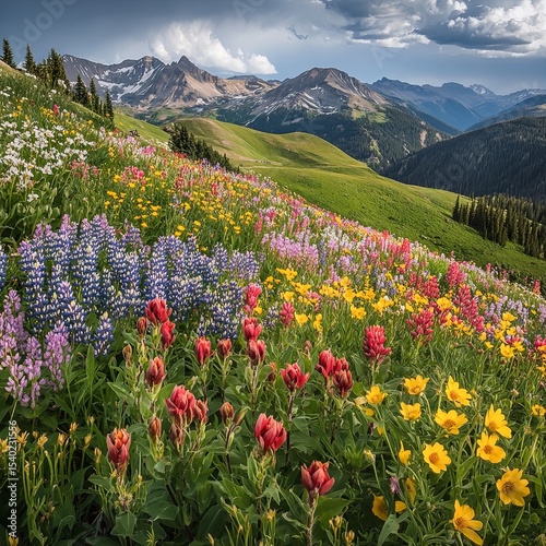 Wildflowers blooming on Shrine Pass, Vail, Colorado, USA.