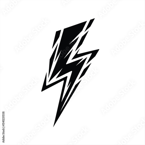 Tribal Lightning Bolt Vector – Bold Electric Energy Symbol Illustration