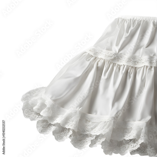 A petticoat with lace trim, softly folded, isolated on a empty plain background