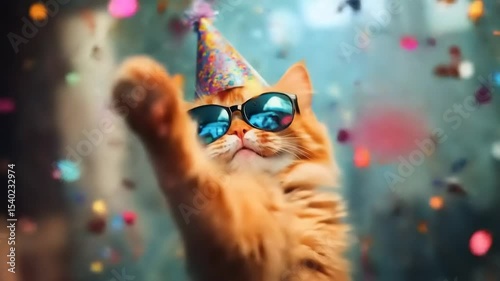 Festive Cat Party Sunglasses Confetti.