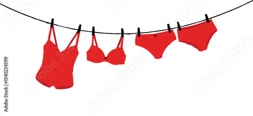 Red Lingerie Silhouette Flat Vector Illustration