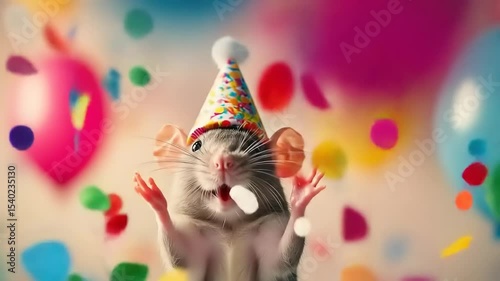 Festive Rat Party Balloons Confetti.
