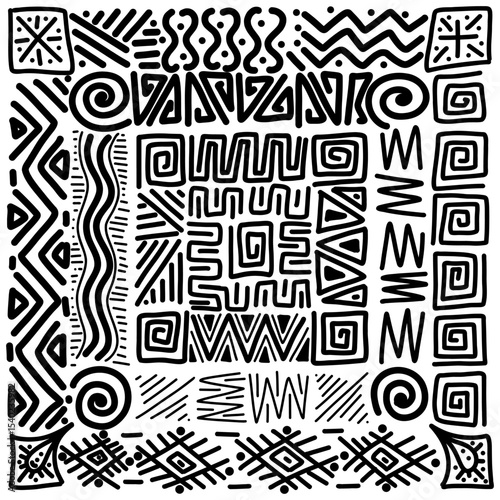 hand drawn astract africa pattern background
