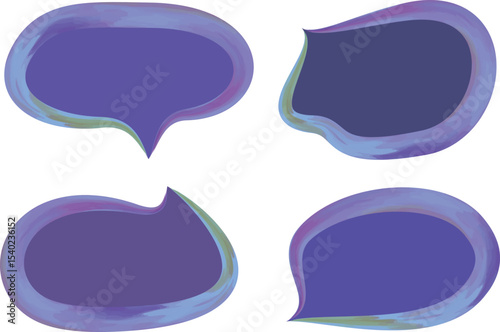 purple blue colors thick paint brush art outline speech bubbles with background