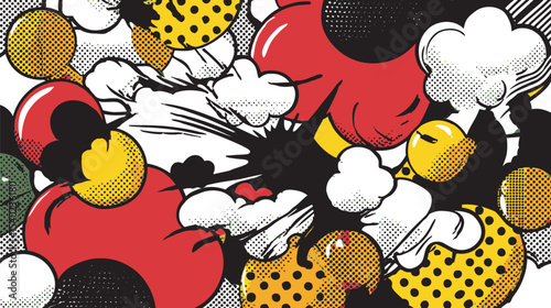 Pop art abstract shapes collide creating vibrant colorful patterns background detail
