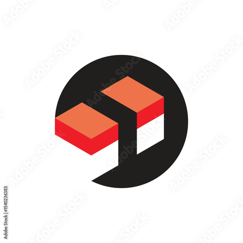 Isometric Abstract Sushi Icon – Geometric Nigiri Cube Design
