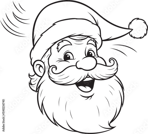 Illustration of a jovial Santa Claus face with a big white beard