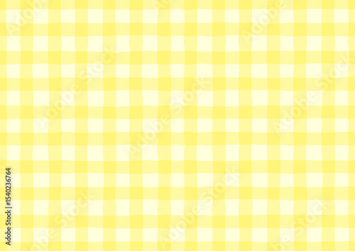 かわいい手書き風の黄色のチェック柄背景　イラスト　ベクター	

