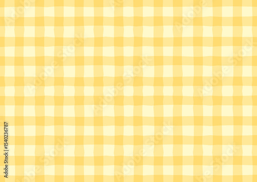 かわいい手書き風のオレンジのチェック柄背景　イラスト　ベクター	
