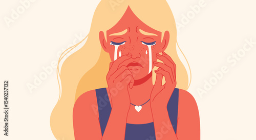 Sad Woman with Tears, Depressed Female Figure