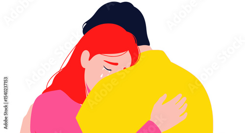 Redhead Woman Crying, Finding Comfort in a Hug