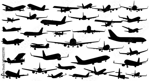 Collection of Airplane Silhouettes in Various Configurations