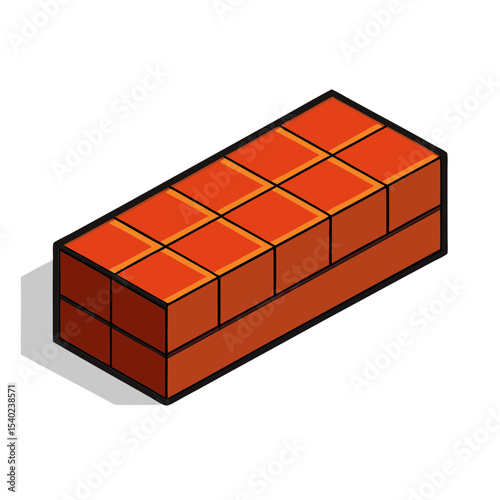Isometric vector illustration of a stacked brick structure on a transparent  background