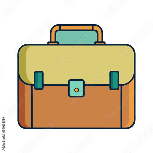 Illustration of a vintage satchel in orange and yellow shades with handle