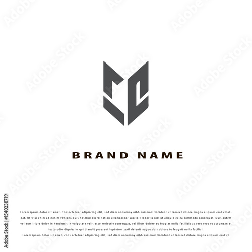 Symmetrical Angular Logo with Stylized C and Inverted C Forms – Dark Gray Geometric Shapes on White Background
