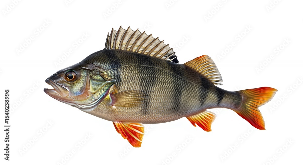 Obraz premium Detailed Profile of a Perch with Striking Fin Colors
