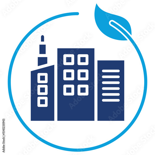 Green City Flat Blue Icon