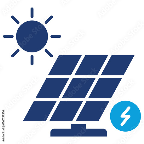 Solar Power Flat Blue Icon