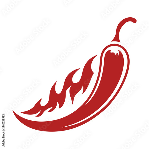 Red Chili Pepper with Flames Graphic Design Element 1