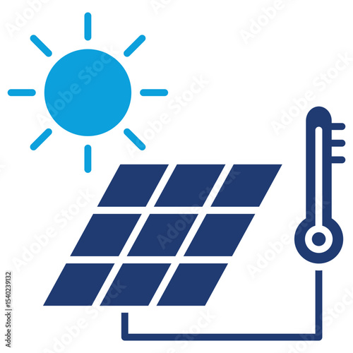 Solar Thermal Flat Blue Icon