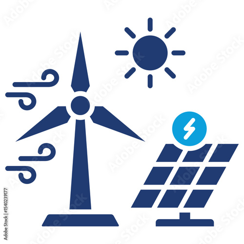 Renewable Energy Flat Blue Icon