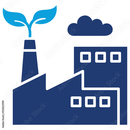 Green Factory Flat Blue Icon