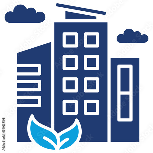 Green Building Flat Blue Icon