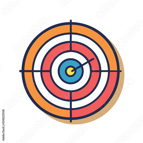 Target bullseye in flat vector colorful illustration on a white background