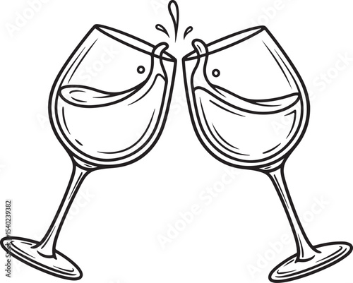 Cheers to good times Two wine glasses clinking to celebrate an occasion