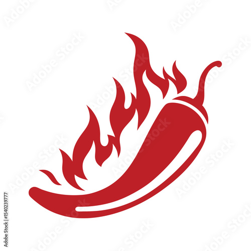 Red Chili Pepper with Flames on White Background Spicy Food Icon 1