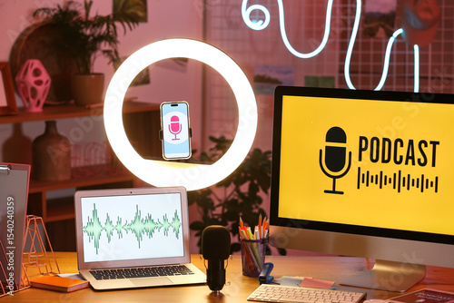 Podcaster's workplace with ...