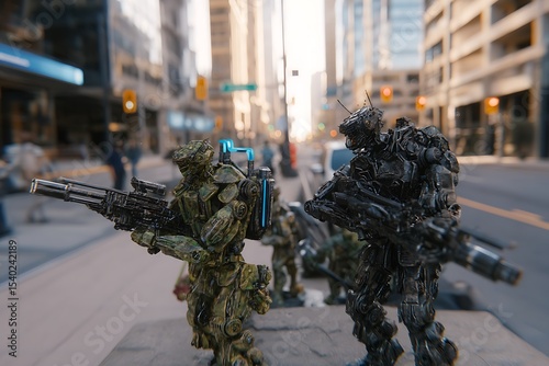 Robotic soldiers patrol city streets