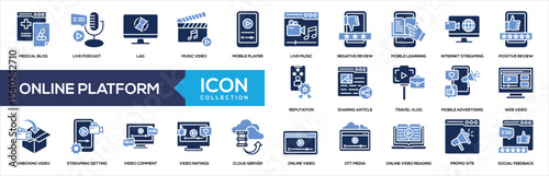 Online Platform Glyph Color Icon Collection
