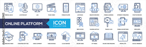 Online Platform Line Color Icon Collection