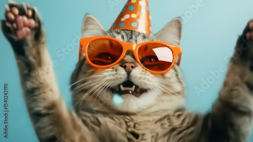 Happy Cat Birthday Party Celebration.