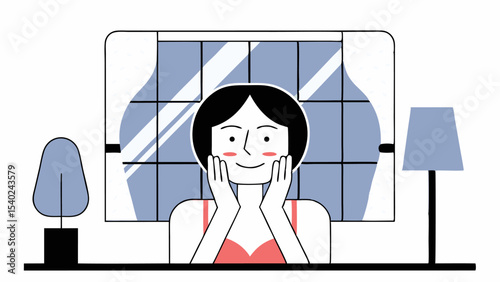 Woman Applying Skincare at Home