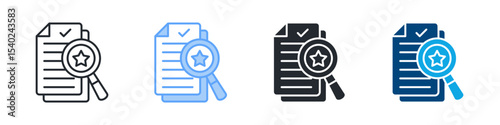 Inspection Icon Set Multiple Style. Design In Outline, Blue, Glyph, Dual Tone