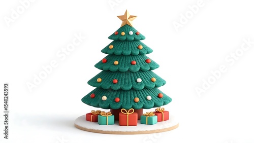 Stylized christmas tree with gifts isolated on white background