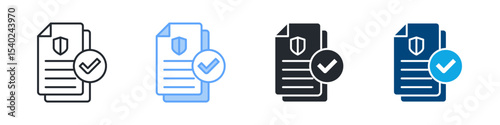 Approval Icon Set Multiple Style. Design In Outline, Blue, Glyph, Dual Tone