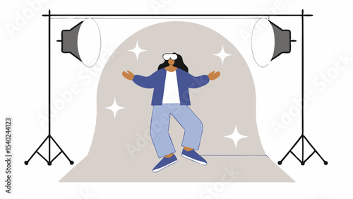 Woman Jumping for Joy in Photo Studio