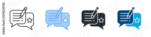 Feedback Icon Set Multiple Style. Design In Outline, Blue, Glyph, Dual Tone